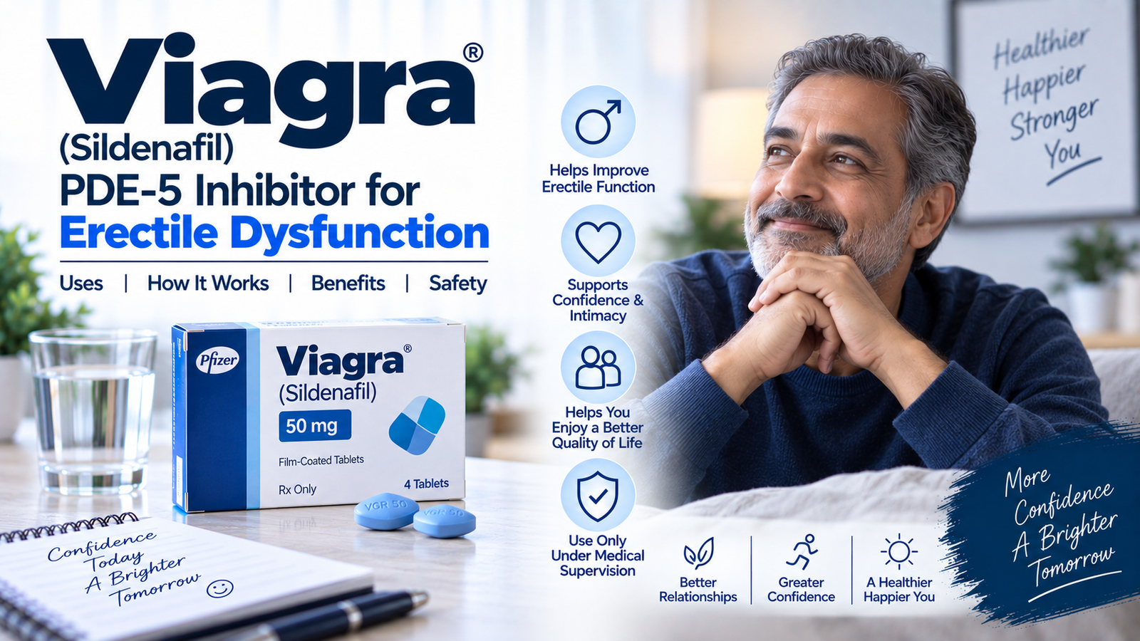 Viagra (Sildenafil): PDE-5 Inhibitor for Erectile Dysfunction — Uses, How It Works & Safety